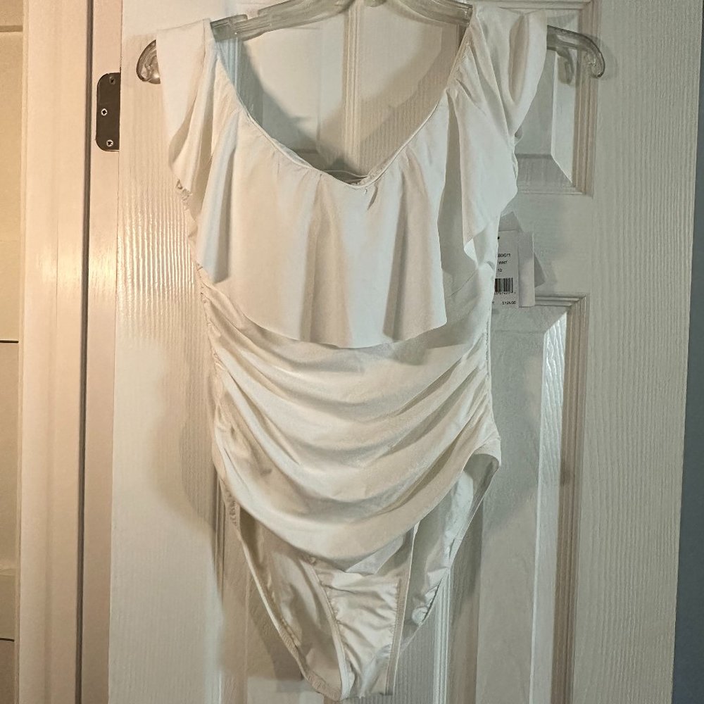 Brand New Size 12 White One Piece Bathing Suit